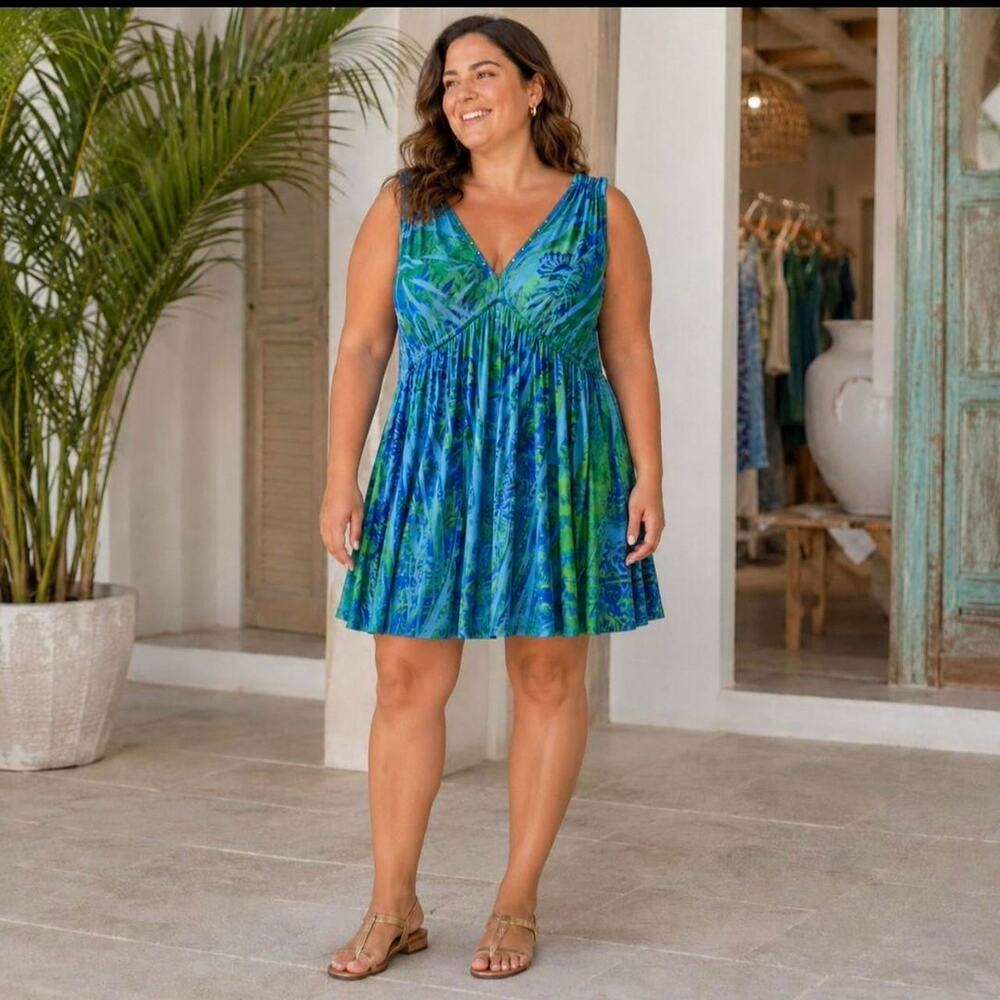 Apt 9 blue green empire waist dress - xL